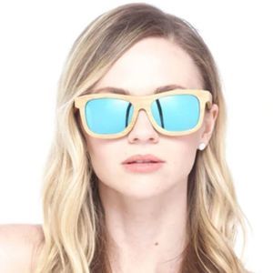 TRUWOOD wayfarer blue sunglasses bamboo wood